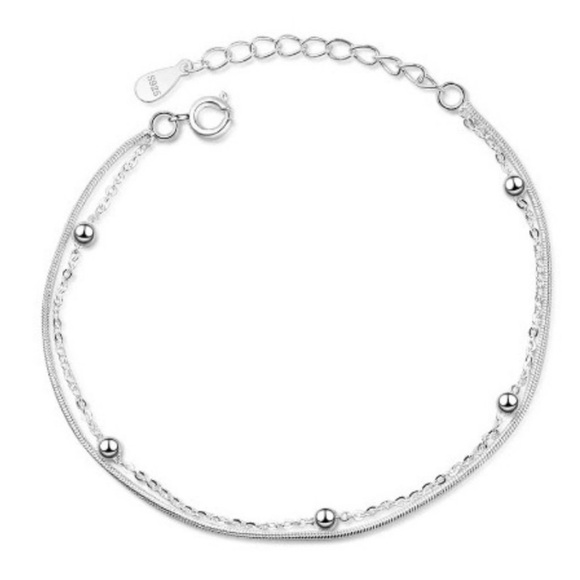 NEW Sterling Silver Double chain Bracelet - Picture 1 of 3